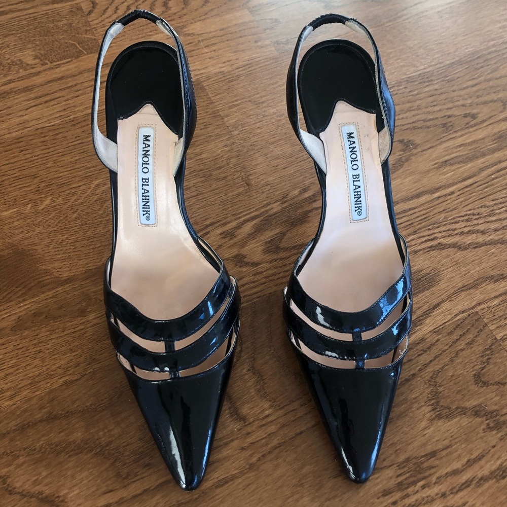 Manolo Blahnik Patent Leather Slingback Size EU 37